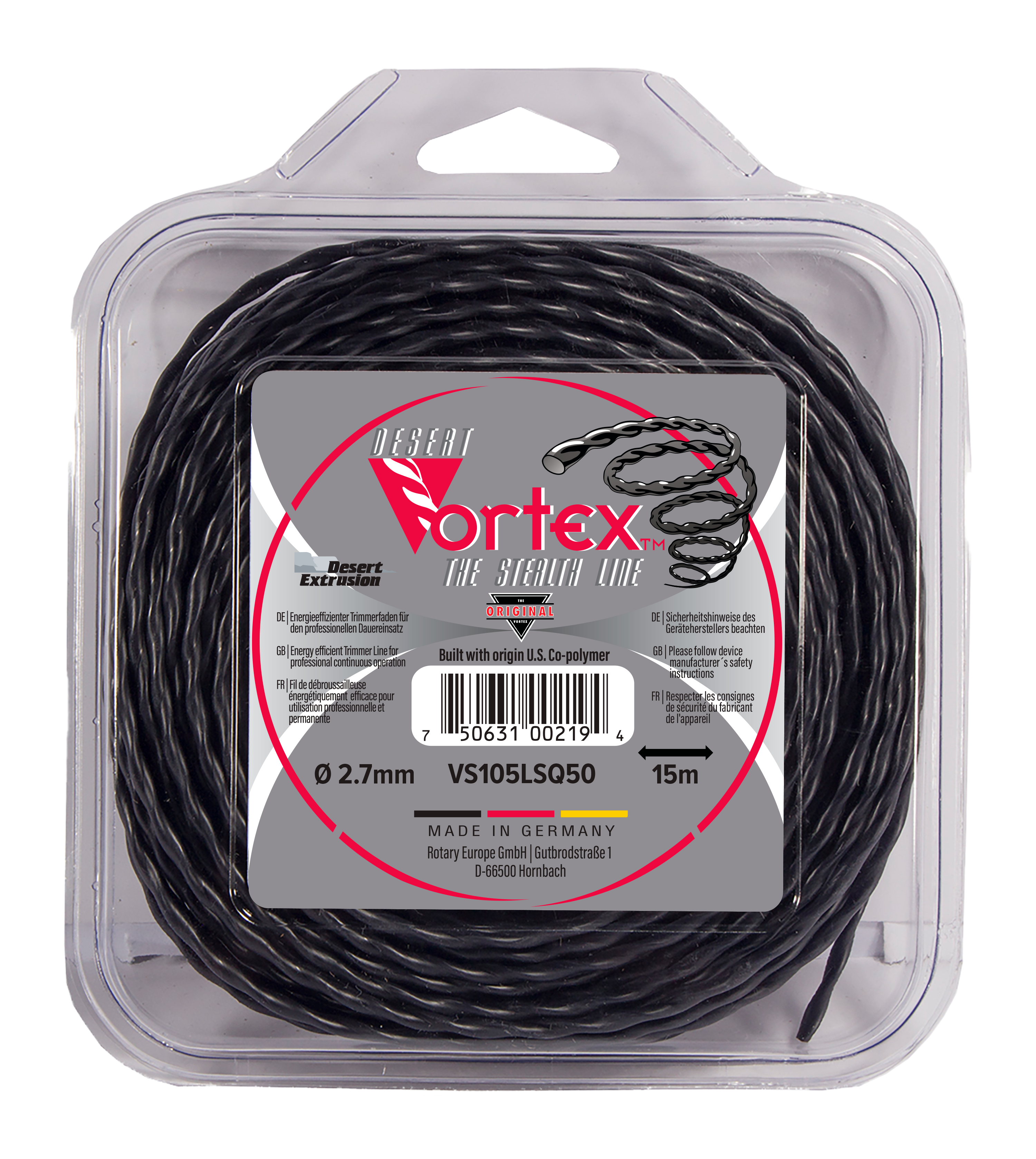 VS105LSQ50'-12-VORTEX .105"/2.7MM, SQUARE BLISTER - SPIRAL SHAPE LINE