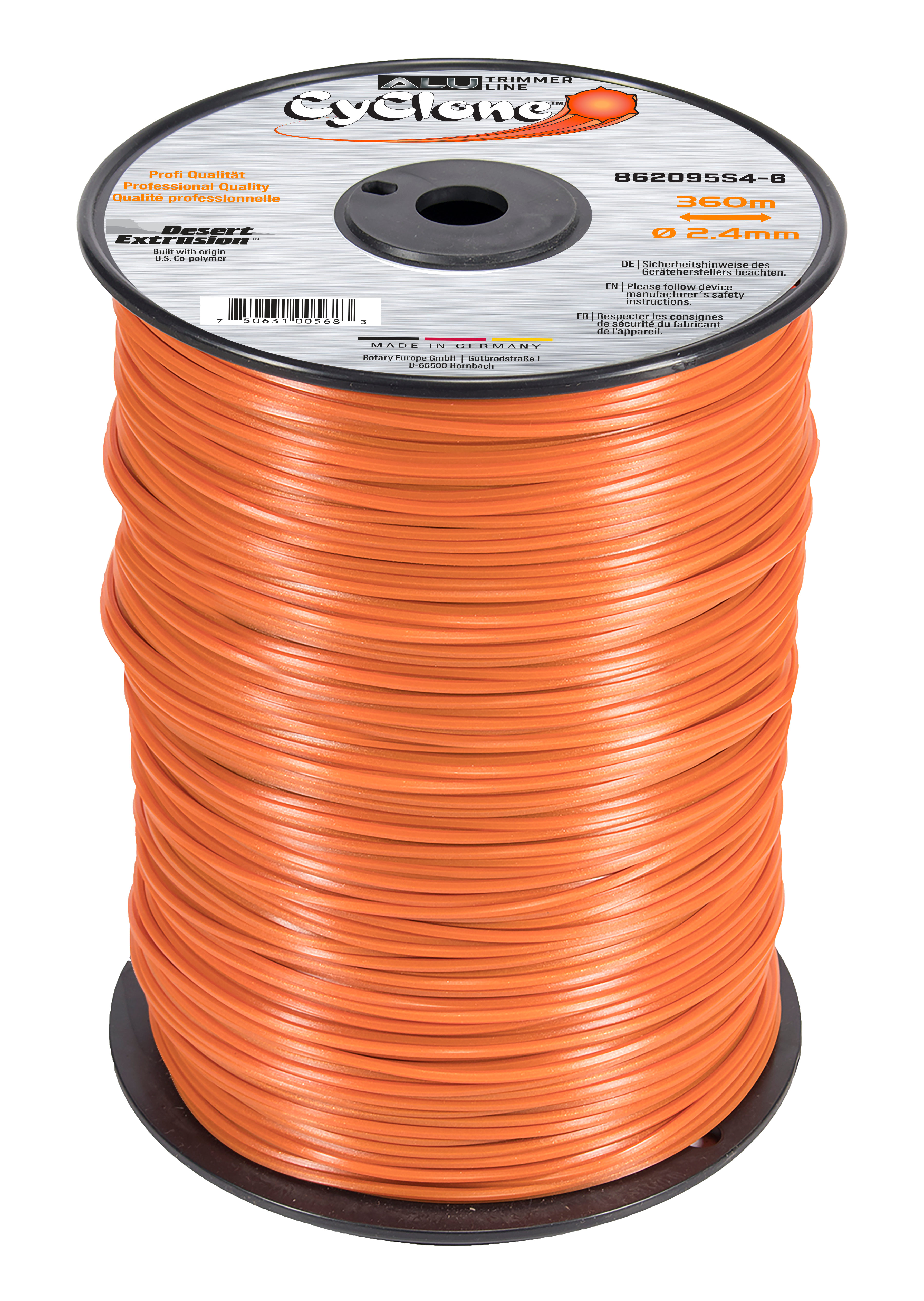 862095S4-6-CYCLONE ALU/AL-862 .095"/2.4MM 4LB SPOOL - HEXAGON SHAPE LINE *DISCONTINUED - STOCKSALE*