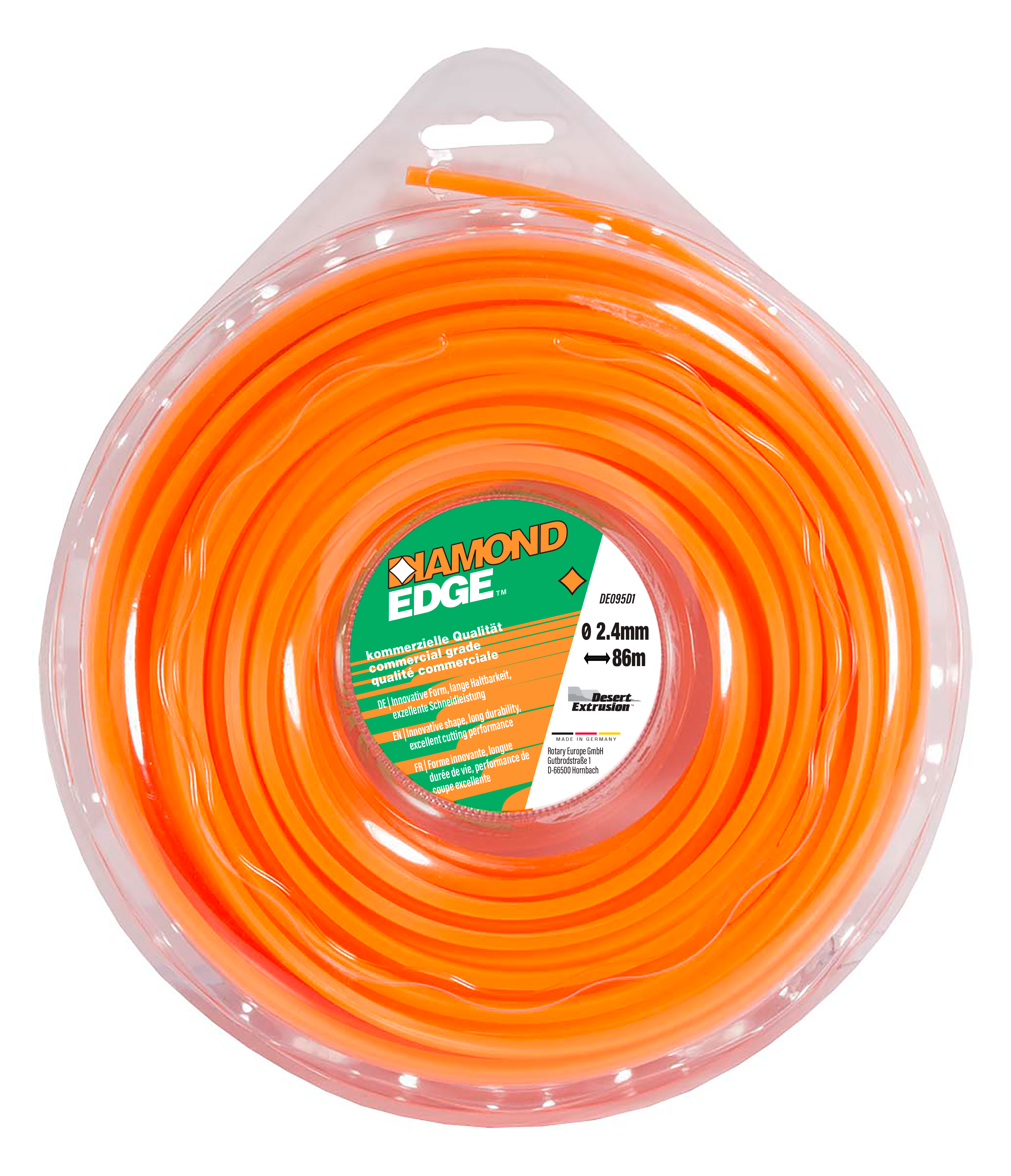 DE095D1-12-DIAMOND EDGE .095"/2.4MM 1LB DONUT - SQUARE SHAPE LINE